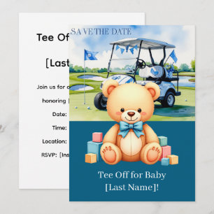 Golf Baby Shower för pojke med golfvagn på grönt Inbjudningar