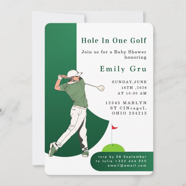 Golf Baby Shower Invitation Inbjudningar (Framsida)