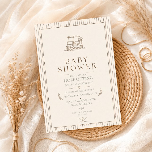Golf Baby Shower Neutral Klubb Minimalistisk Redig Inbjudningar (Skapare uppladdad)
