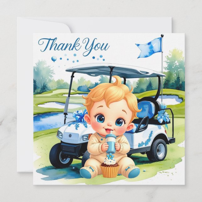 Golf Baby Shower Pojke tema  Tack Kort (Framsida)