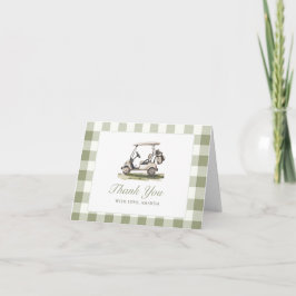 Golf Baby Shower Sälggrön Gingham Baby Shower Tack Kort