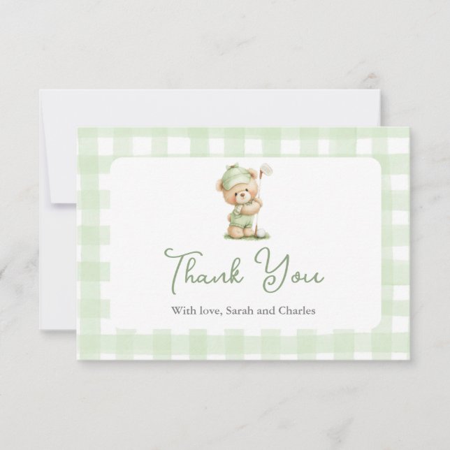 Golf  Baby Shower Thank You Card Tack Kort (Framsida)