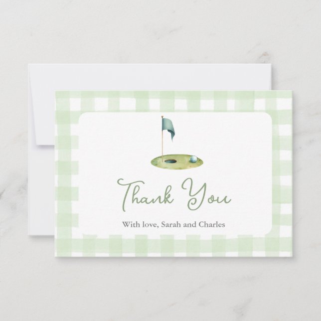 Golf  Baby Shower Thank You Card Tack Kort (Framsida)