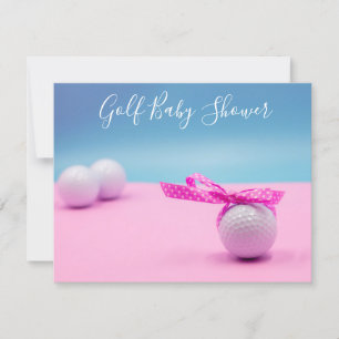 Golf babydusch med golf boll på blått och rosa