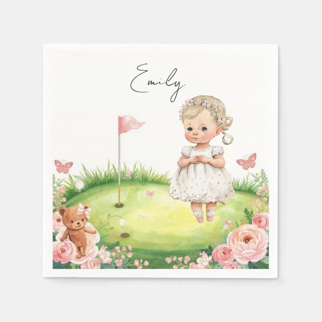 Golf Babyflicka på Putting green Pappersservett (Framsidan)