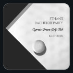 Golf Bachelor Party - Golfing resa Classic Snyggt Fyrkantigt Klistermärke<br><div class="desc">En snyggt och ett mångsidigt tillbehör för att lägga till en personlig vid firande. Den här inbjudan till golf-festen ger en realistisk illustration av en golf-boll mot en subtil golf boll struktur-bakgrund med svart block vid sidan och skapar en modern och snyggt estetik. Stämningen kommer att vara både sofistikerad och...</div>