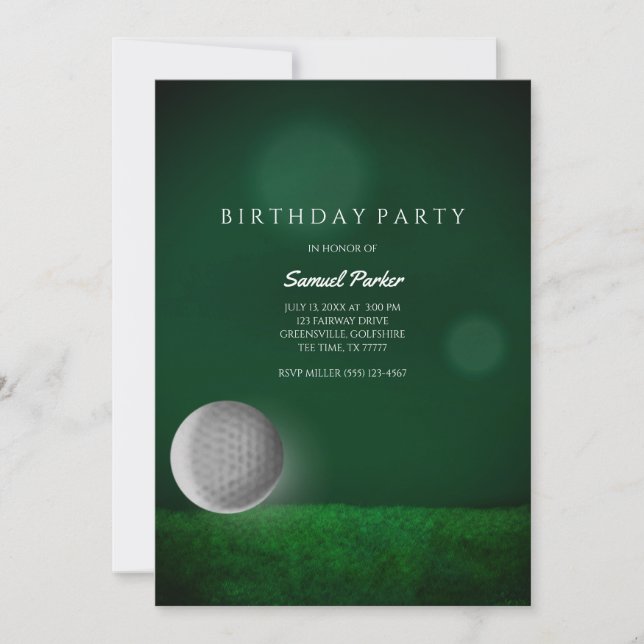 Golf Bachelor Party Grönt - Golf Boll - Golfers Inbjudningar (Framsida)