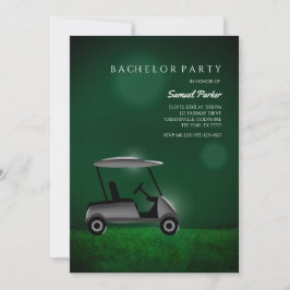 Golf Bachelor Party Grönt - Golf cart-Golf Player Inbjudningar