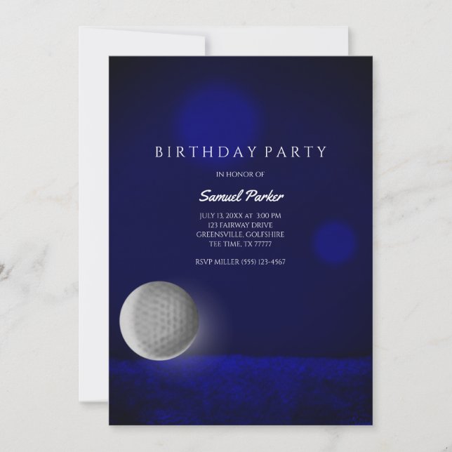 Golf Bachelor Party Navy Blue Golf Boll - Golfers Inbjudningar (Framsida)