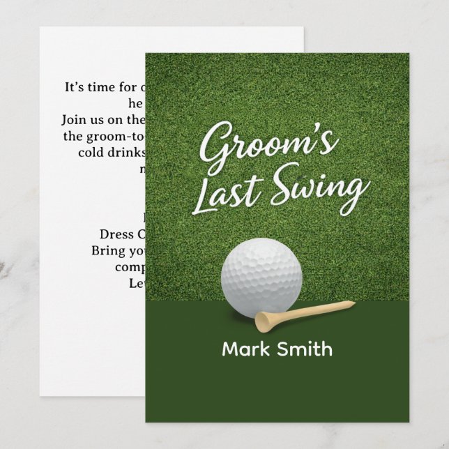 Golf Bachelor Party on Green  Inbjudningar (Fram/baksida)