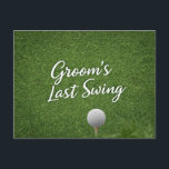 Golf Bachelor themed on green grass Vykort<br><div class="desc">Celebrate the groom’s final round in style with this golf bachelor themed postcard featuring a classic golf ball on lush green grass. Clean, simple, and country club inspired, this design is perfect for announcing a golf bachelor weekend, destination golf trip, or groom’s pre-wedding celebration. The fresh fairway background gives a...</div>