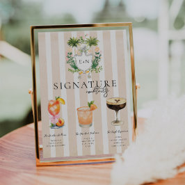 Golf Bachelorette Namnteckning Cocktails Sign Poster