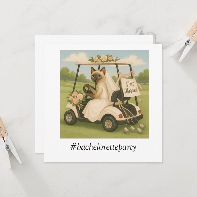 Golf BACHELORETTE-partiet för Cat Lovers Inbjudningar (Fram/Back In Situ)