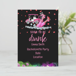 Golf Bachelorette Party-kvinnan golfer Rosa Inbjudningar