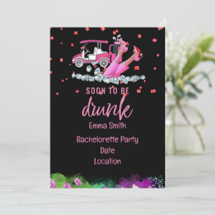 Golf Bachelorette Party-kvinnan golfer Rosa Inbjudningar