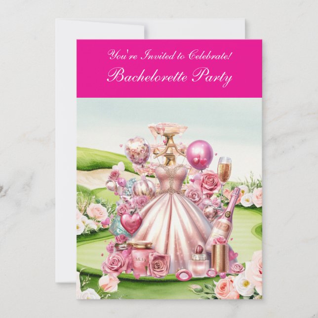 Golf Bachelorette Party på golfbanan Inbjudningar (Framsida)