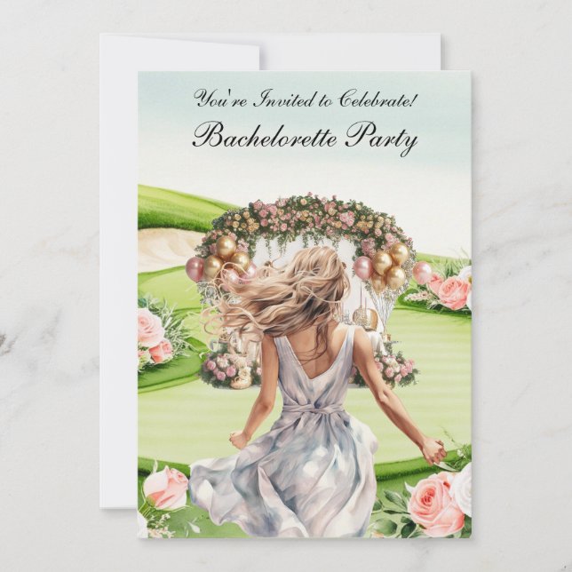 Golf Bachelorette Party på golfbanan Inbjudningar (Framsida)