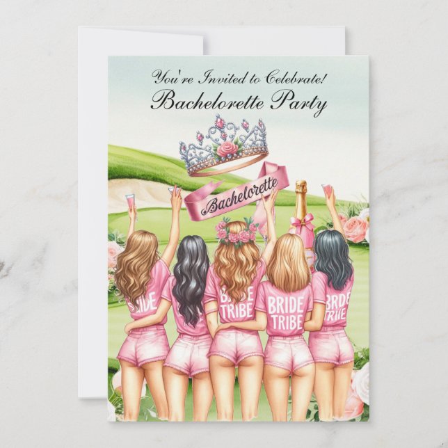 Golf Bachelorette Party på golfbanan Inbjudningar (Framsida)