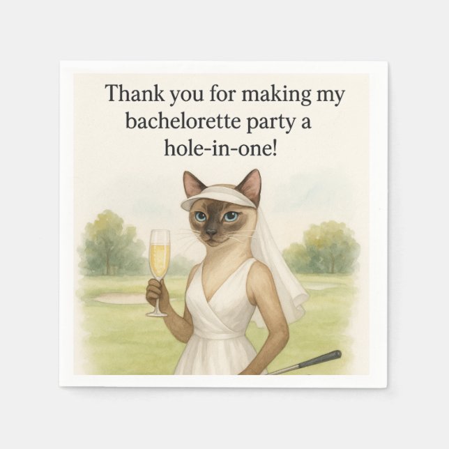 Golf Bachelorette Tack Cat Lovers Pappersservett (Framsidan)