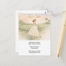 Golf Bachelorette woman golfer is golfing Vykort