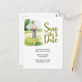 Golf  Bachelorette woman golfer is golfing Vykort