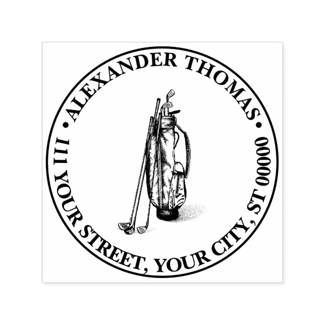 Golf Bag Golf Klubbs Black Namn Returadress Självfärgande Stämpel (Design)