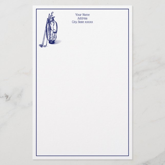 Golf Bag Golf Klubbs Blue Brevpapper (Framsida)