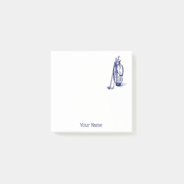 Golf Bag Golf Klubbs Blue Post-it Block (Framsida)