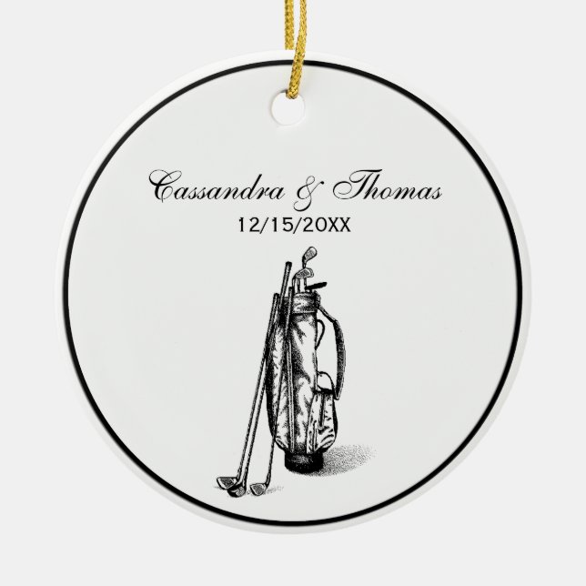 Golf Bag och Golf Klubbs Black Julgransprydnad Keramik (Framsidan)