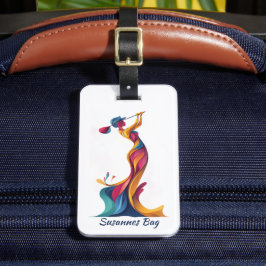 Golf Bag Tag, Lady Silhouette, bunt, elegant Bagagebricka