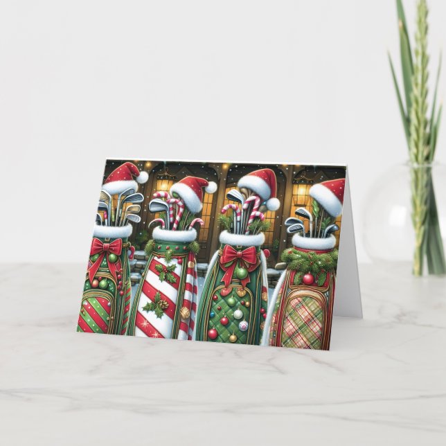 Golf Bags Christmas Holiday Card Helgkort (Framsida)