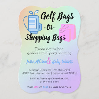 Golf Bags eller Shopping bag Gender Reveal Inbjuda Inbjudningar