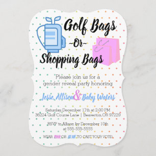 Golf Bags eller Shopping bag Gender Reveal Inbjuda Inbjudningar
