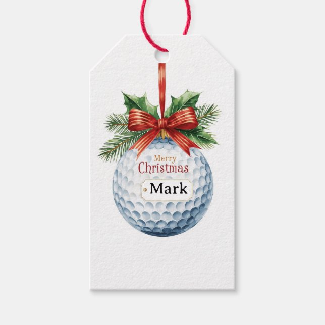 Golf Ball Christmas themed Presentetikett (Framsidan)