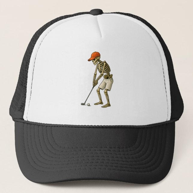 Golf Ball Costume - Pumpkin Skull Golf Playe Hat Keps (Framsida)