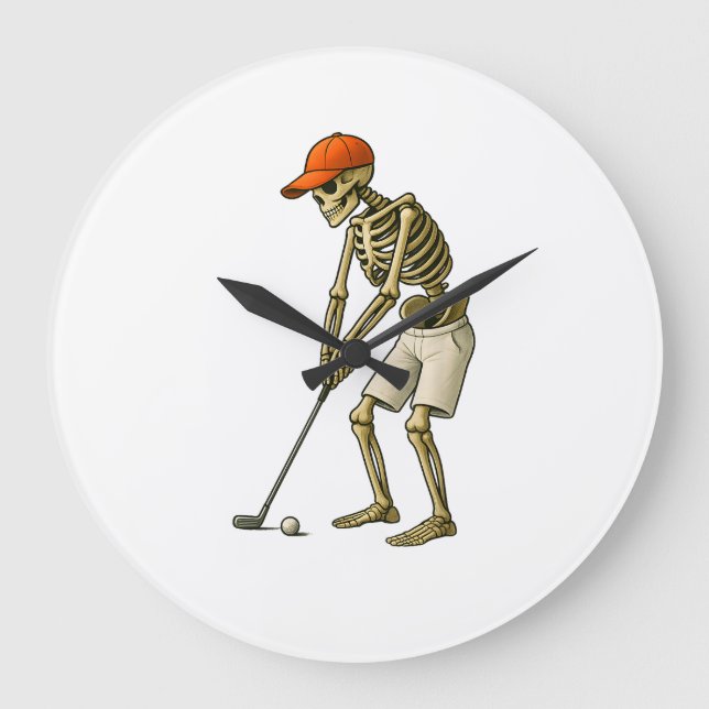 Golf Ball Costume - Pumpkin Skull Golf PWall Clock Stor Klocka (Framsida)
