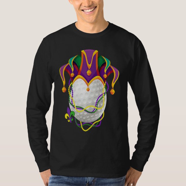 Golf Ball Jester Hat Mardi Gras Parade Beads Mardi T Shirt (Framsida)