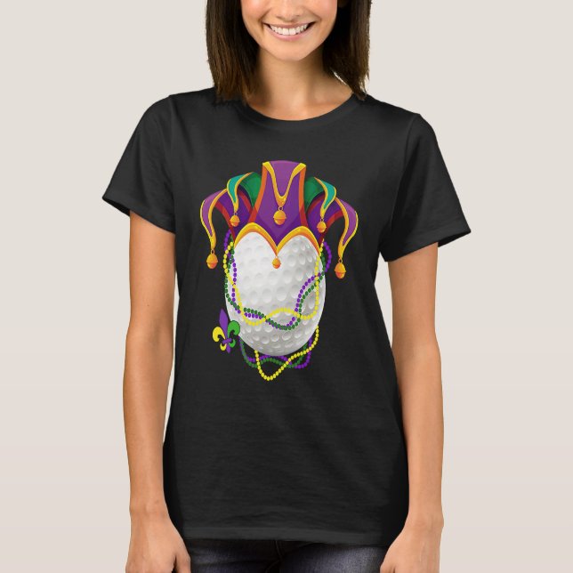 Golf Ball Jester Hat Mardi Gras Parade Beads Mardi T Shirt (Framsida)