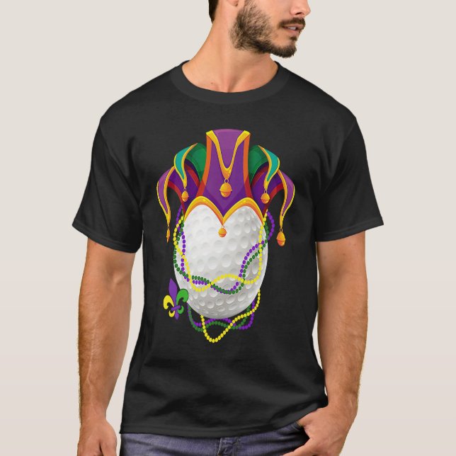 Golf Ball Jester Hat Mardi Gras Parade Beads Mardi T Shirt (Framsida)