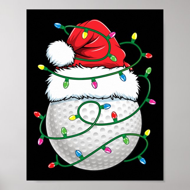 Golf Ball Santa Hat Men Womens Christmas Golfing X Poster (Framsidan)