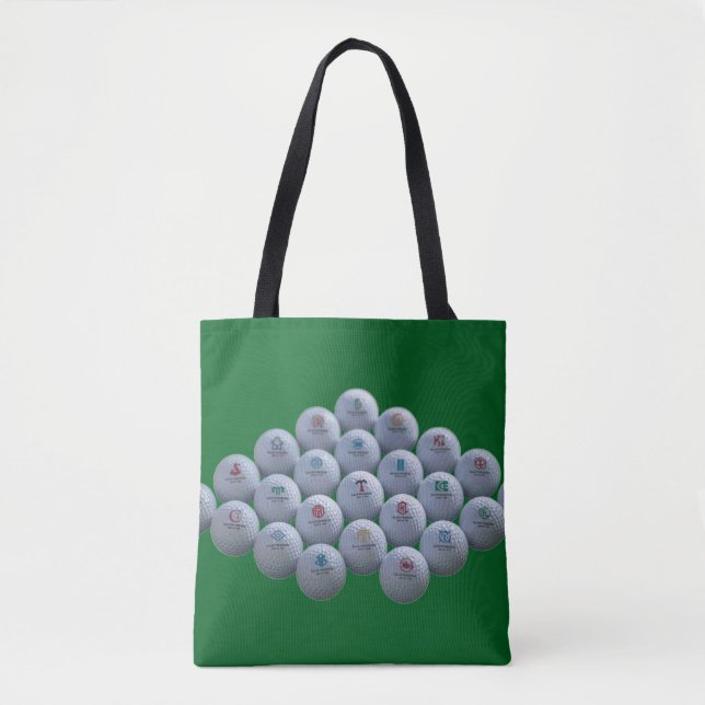 Golf Balls on a Green Background Are on a Shopping Tygkasse (Framsida)