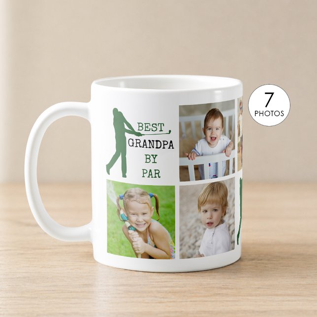 Golf BÄSTA FARFAR VID PAR 7 Fotokollage Kaffemugg (Skapare uppladdad)