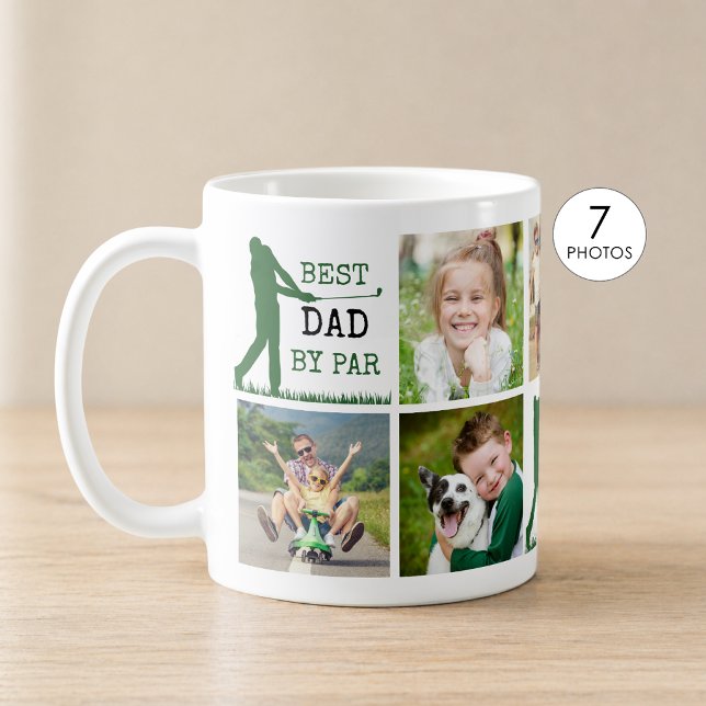 Golf BÄSTA PAPPA MED PAR 7 Fotokollage Kaffemugg (Skapare uppladdad)