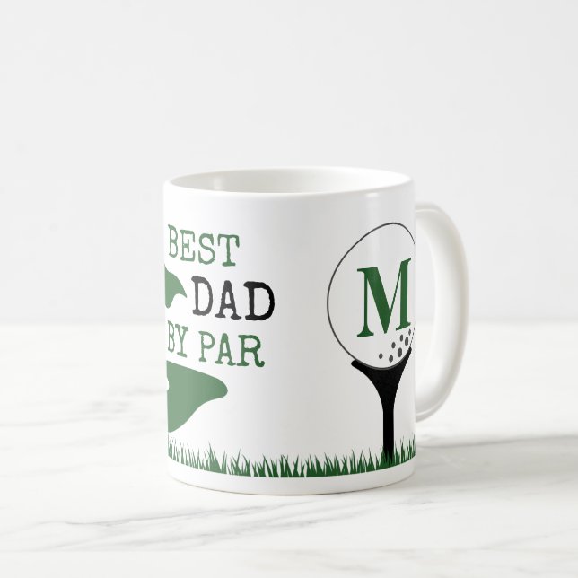 Golf BÄSTA PAPPA MED PAR Monogram Kaffemugg (Framsida höger)