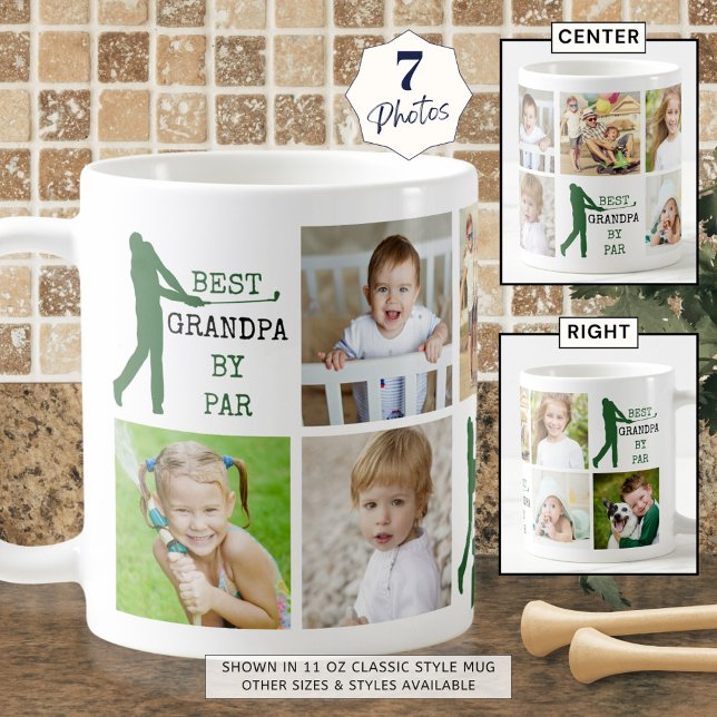 Golf BEST GRANDPA BY PAR 7 Photo Collage Kaffemugg (Skapare uppladdad)