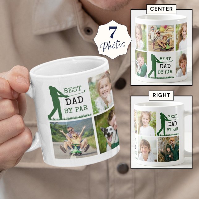 Golf BEST PAPPA BY PAR 7 Photo Collage Kaffemugg (Skapare uppladdad)