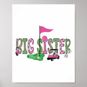 Golf Big Sister Rosa Hål i en golf på födelsedag Poster