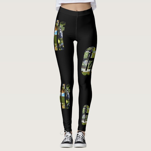 Golf Bild Logotyp Collage Leggings (Framsida)