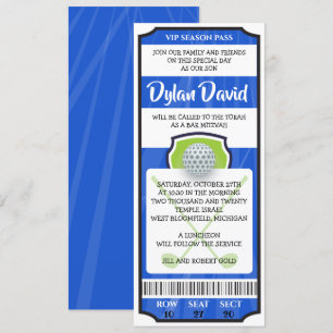GOLF BILJETT Bar Bat Mitzvah Inbjudan
