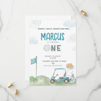 Golf Birthday bjudande Boy Template Golf Course Spara Datumet